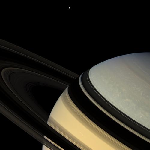 Anéis e a lua Dione - Saturno