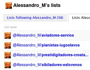 Imagem: Listas no Twitter do @Alessandro_M